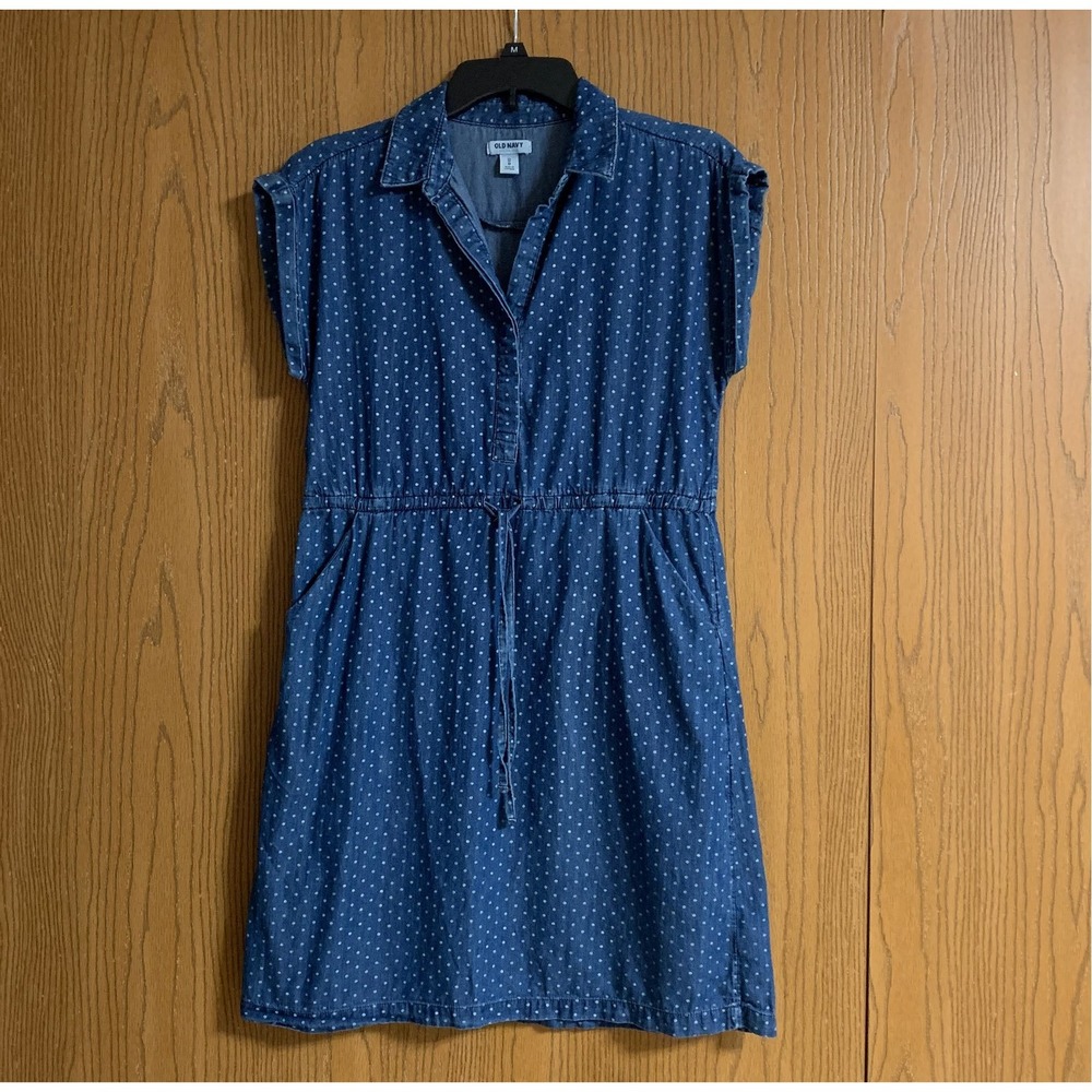 Old Navy Denim Mini Dress Polka Dot